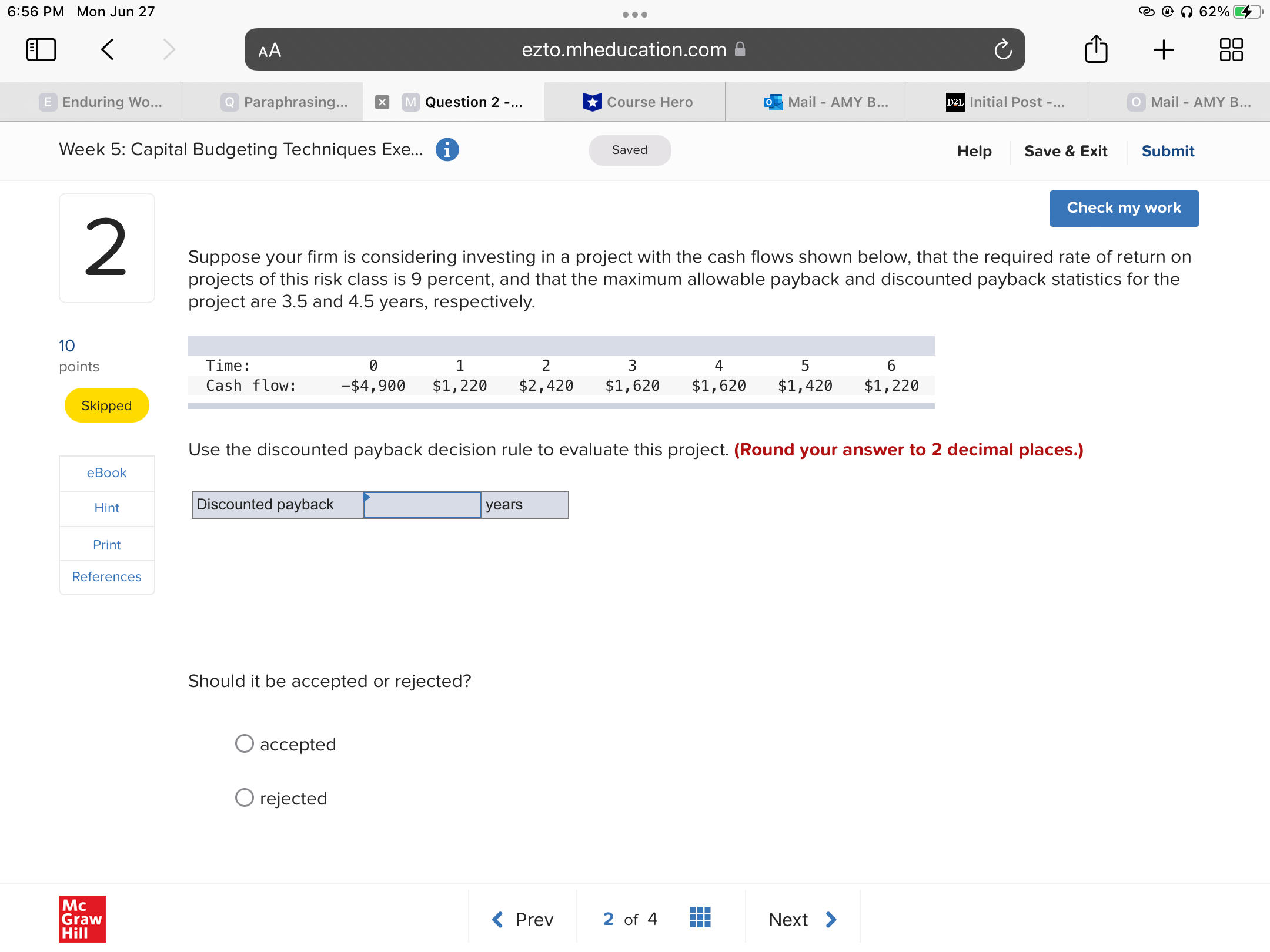 6156 PM Mon Jun 27 ... no (a) o 62%CD ED < AA