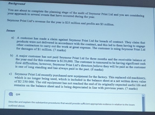 thanks for help Background You are about to