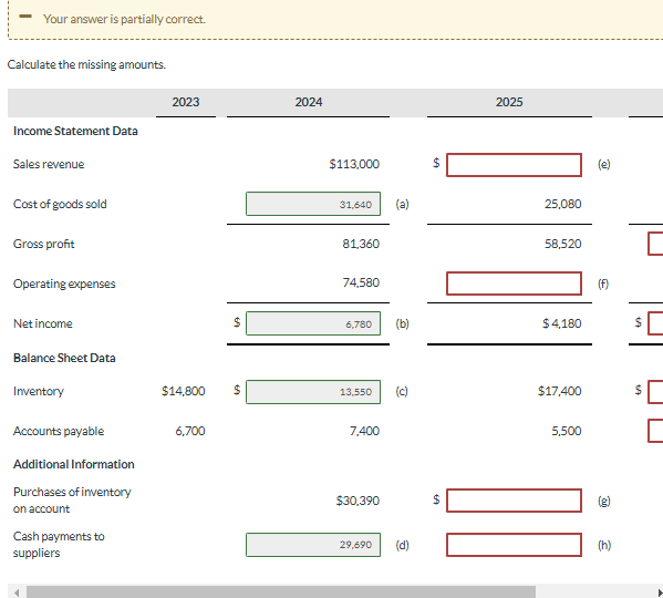 Your answer i s partially correct. Calculate the