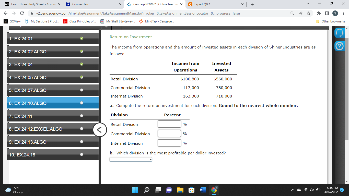 D21 Exam Three Study Sheet - Accour X Course Hero
