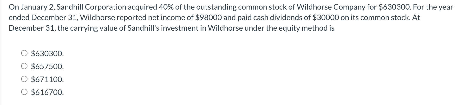 O n January 2 , Sandhill Corporation acquired 4 0