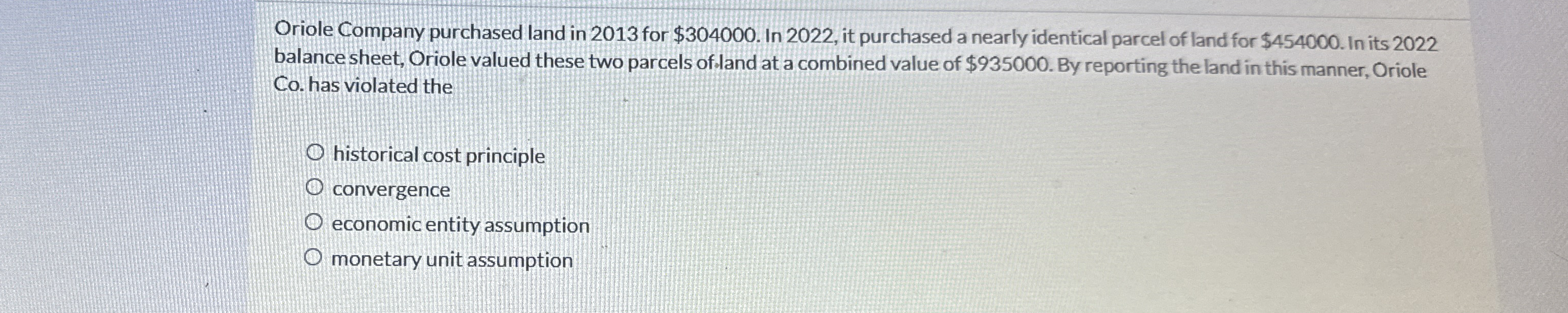 Oriole Company purchased land in 2 0 1 3 for $ 3