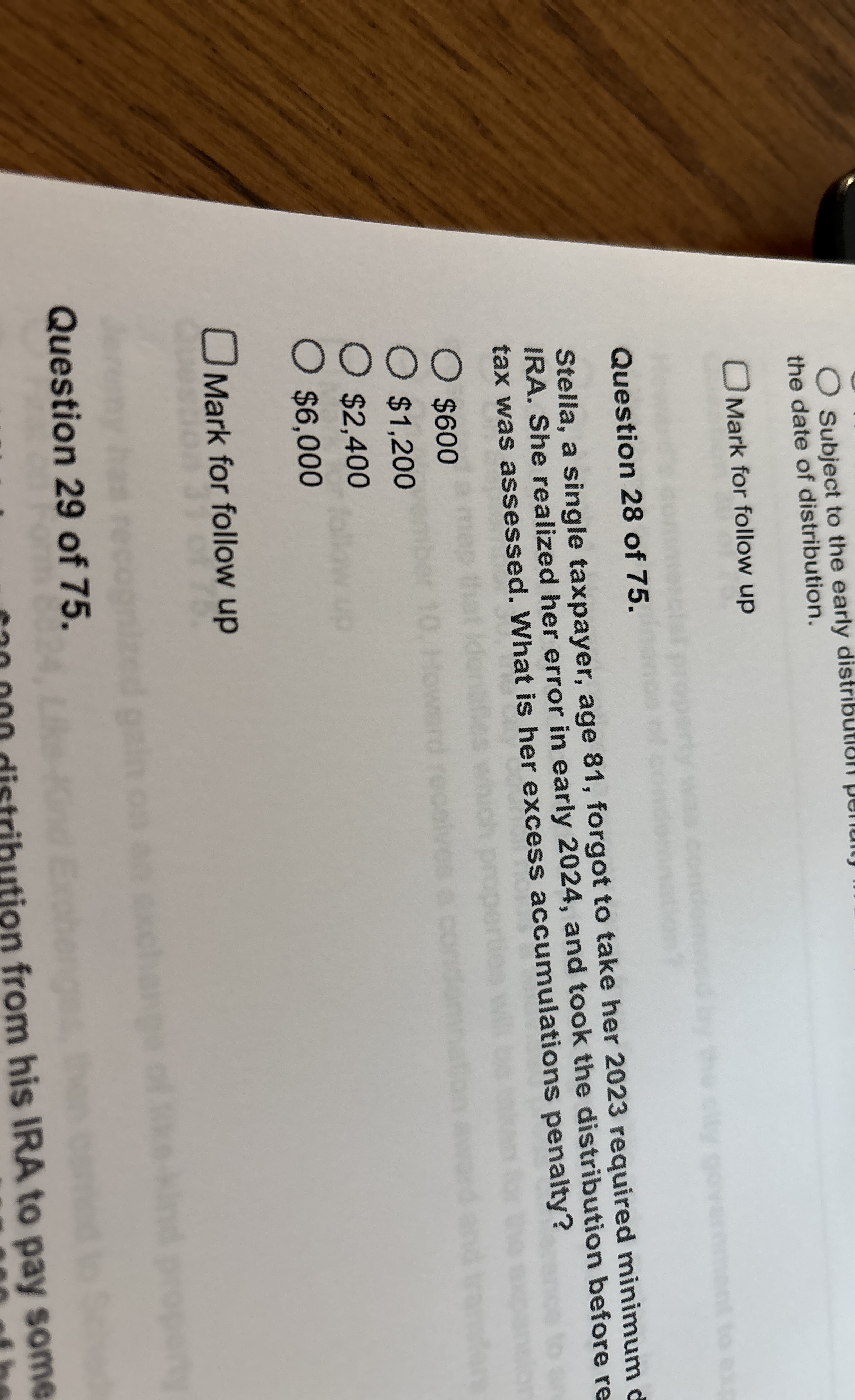 Subject to the early distribution periang the