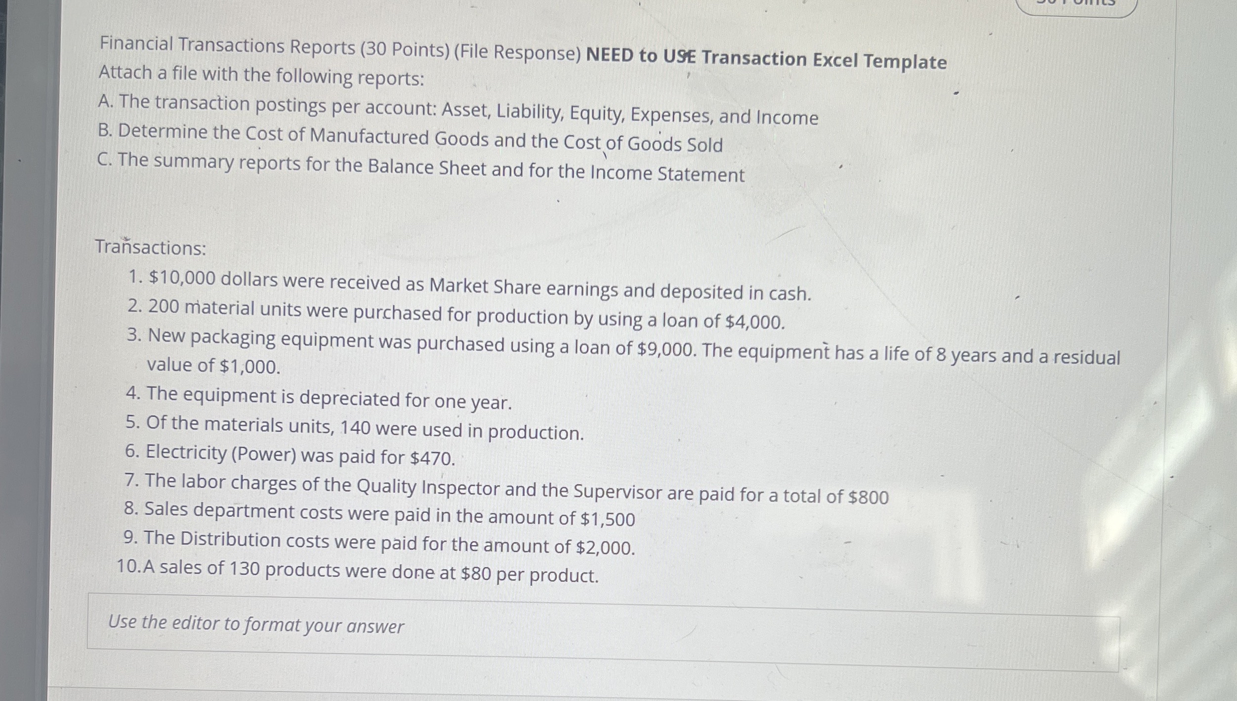 Financial Transactions Reports ( 3 0 Points ) (