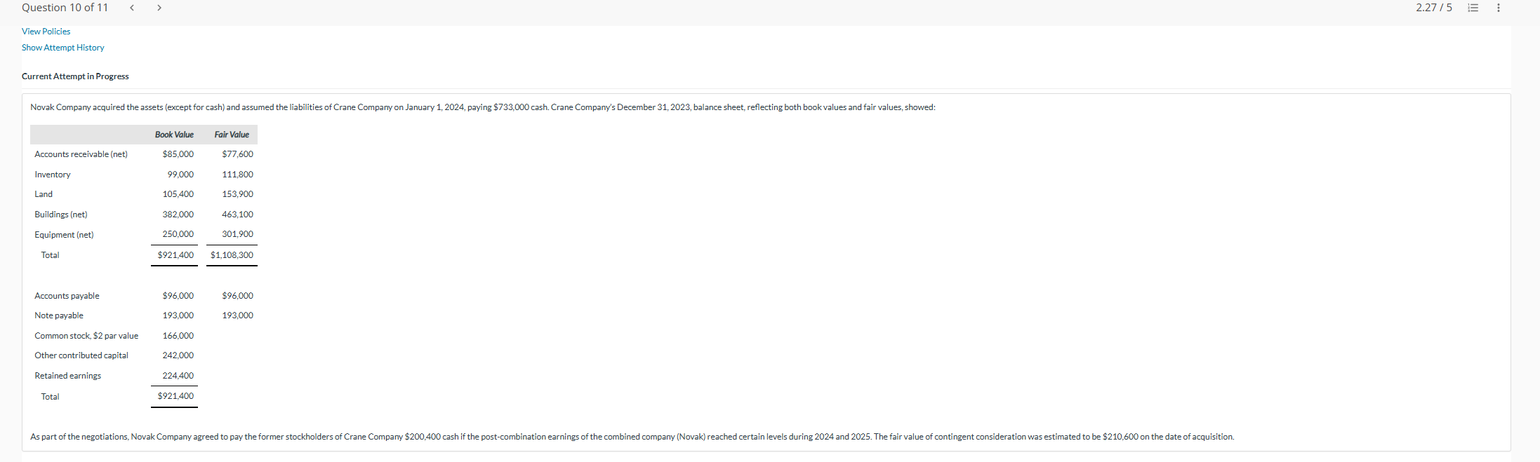 View Policies Show Attempt History Current