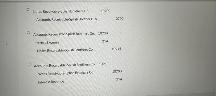 Concord Co. loaned Splish Brothers Co. $10700,