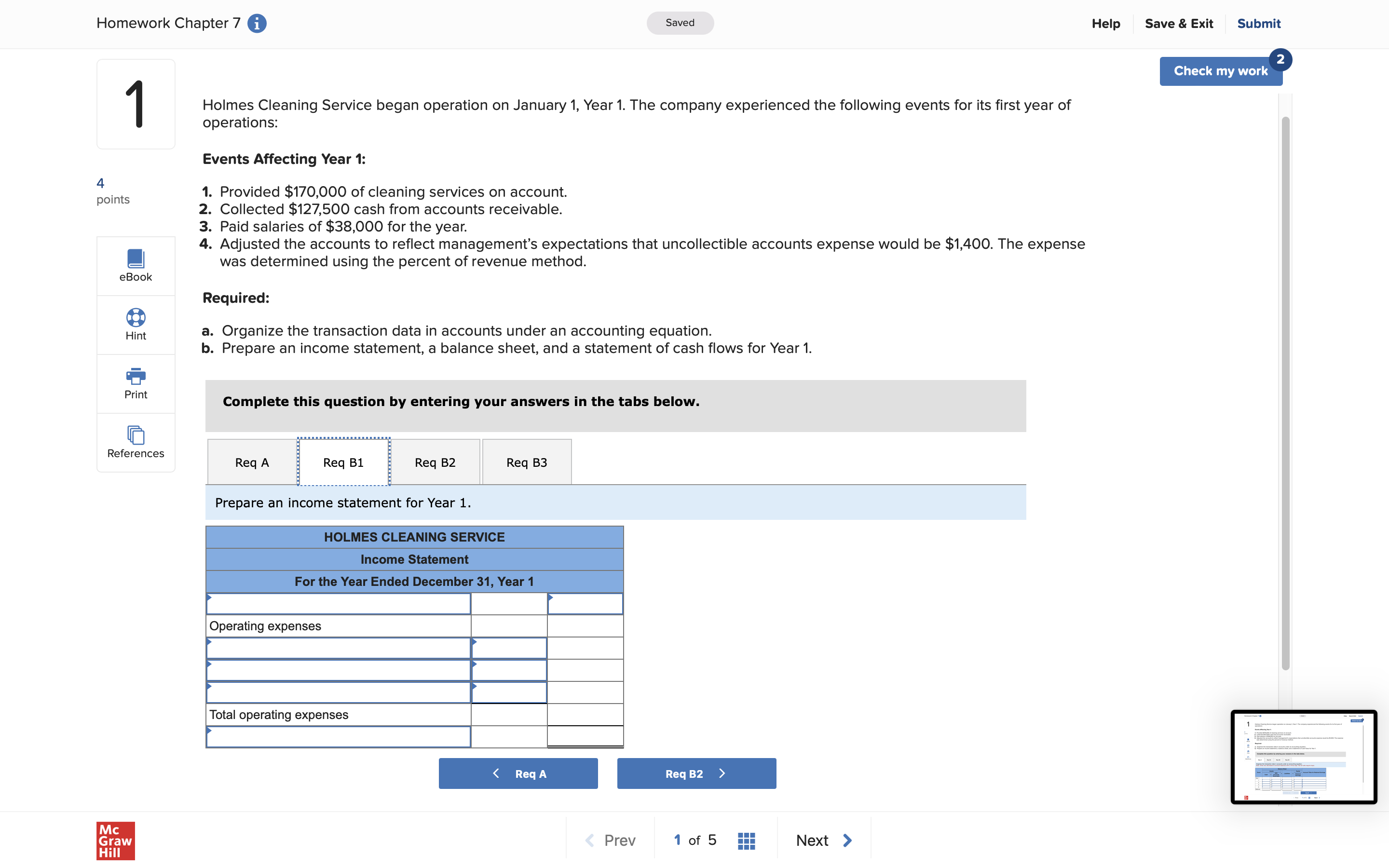 Homework Chapter 7 1 Saved Help Save & Exit
