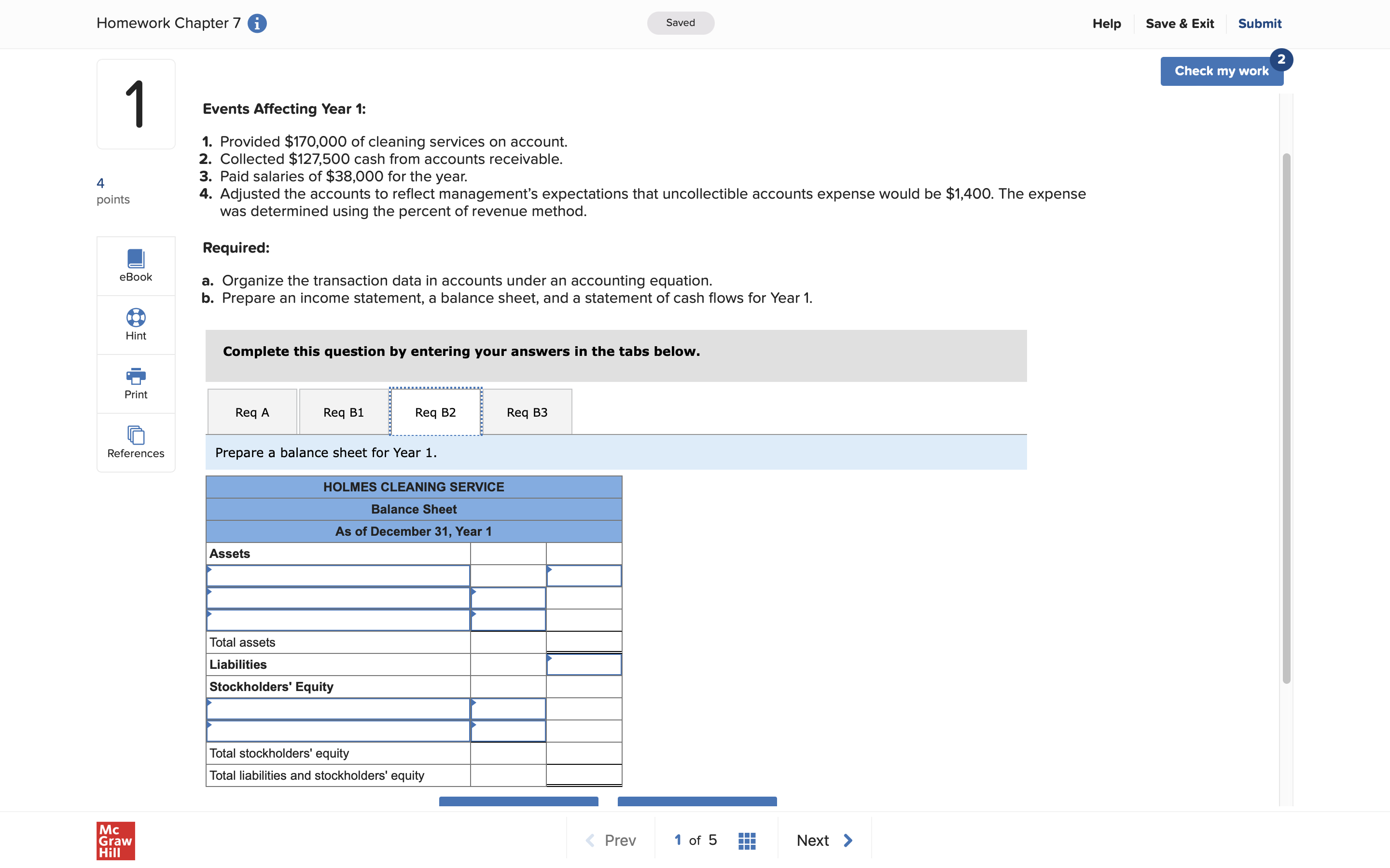 Homework Chapter 7 1 Saved Help Save & Exit