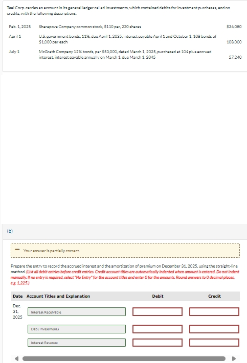 Teal Corp. carries an account in its general