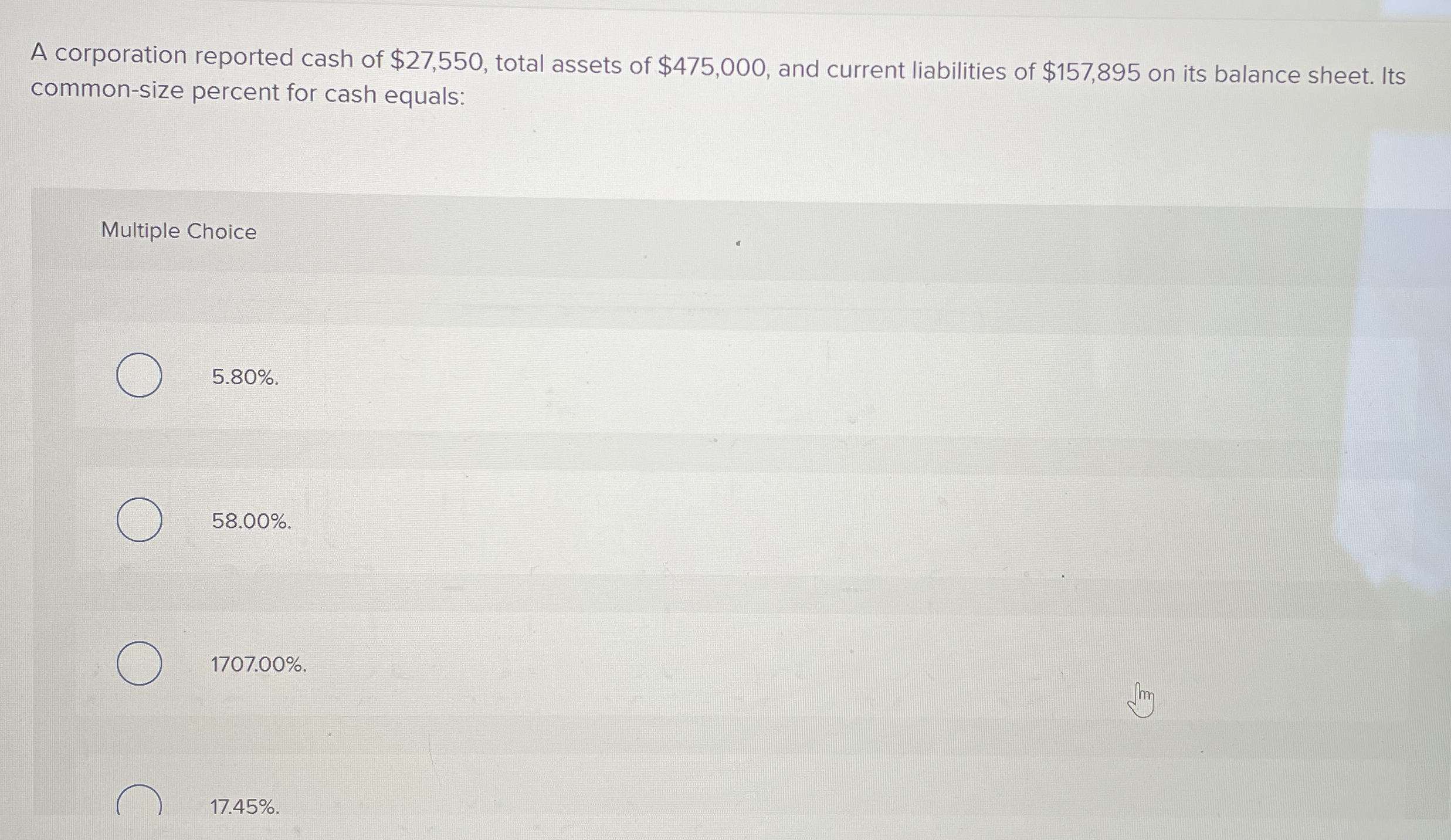 A corporation reported cash of $ 2 7 , 5 5 0 ,