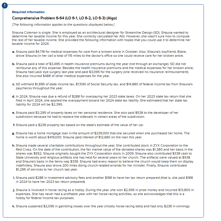 Requlred Information Comprehensive Problem 6 - 6