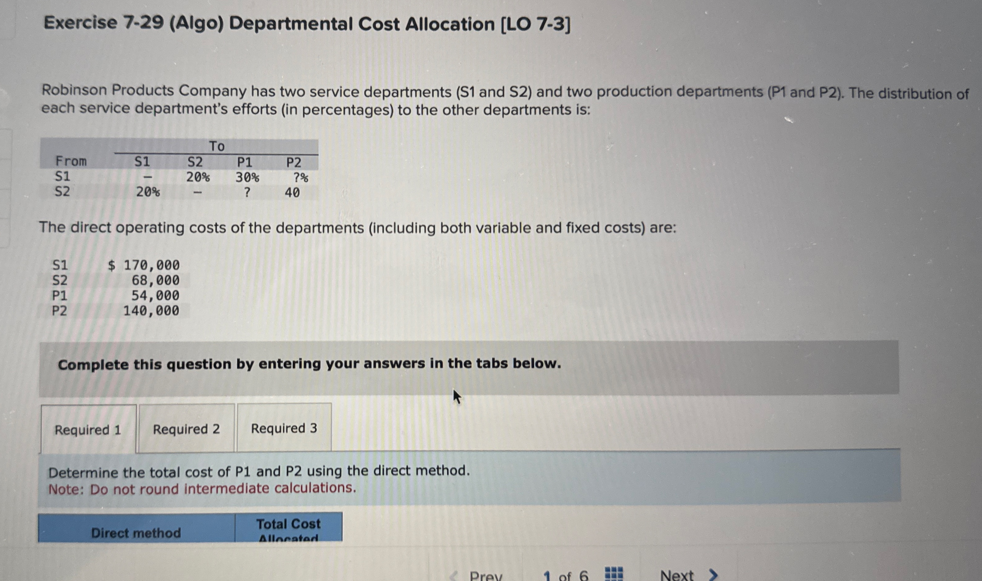 Exercise 7 - 2 9 ( Algo ) Departmental Cost