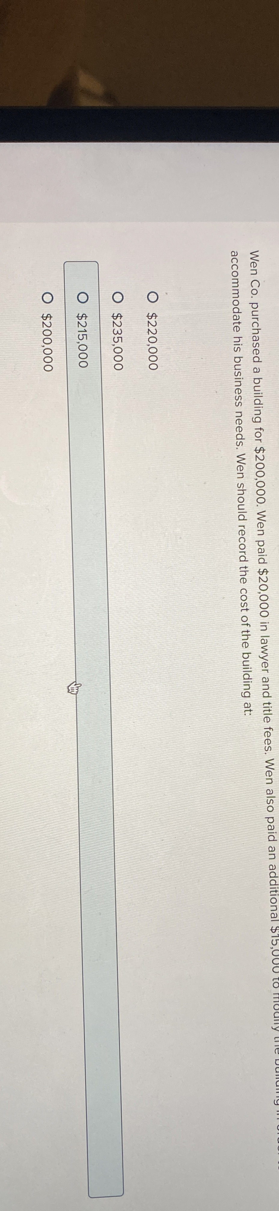 Wen Co . purchased a building for $ 2 0 0 , 0 0 0