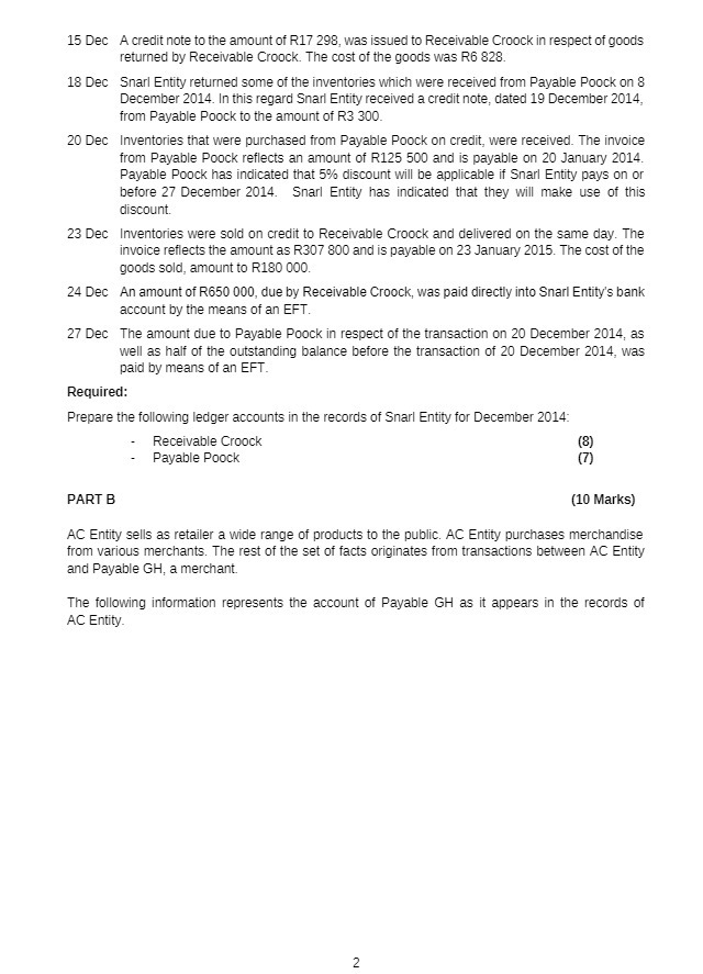 15 Dec A credit note to the amount of R17 298,