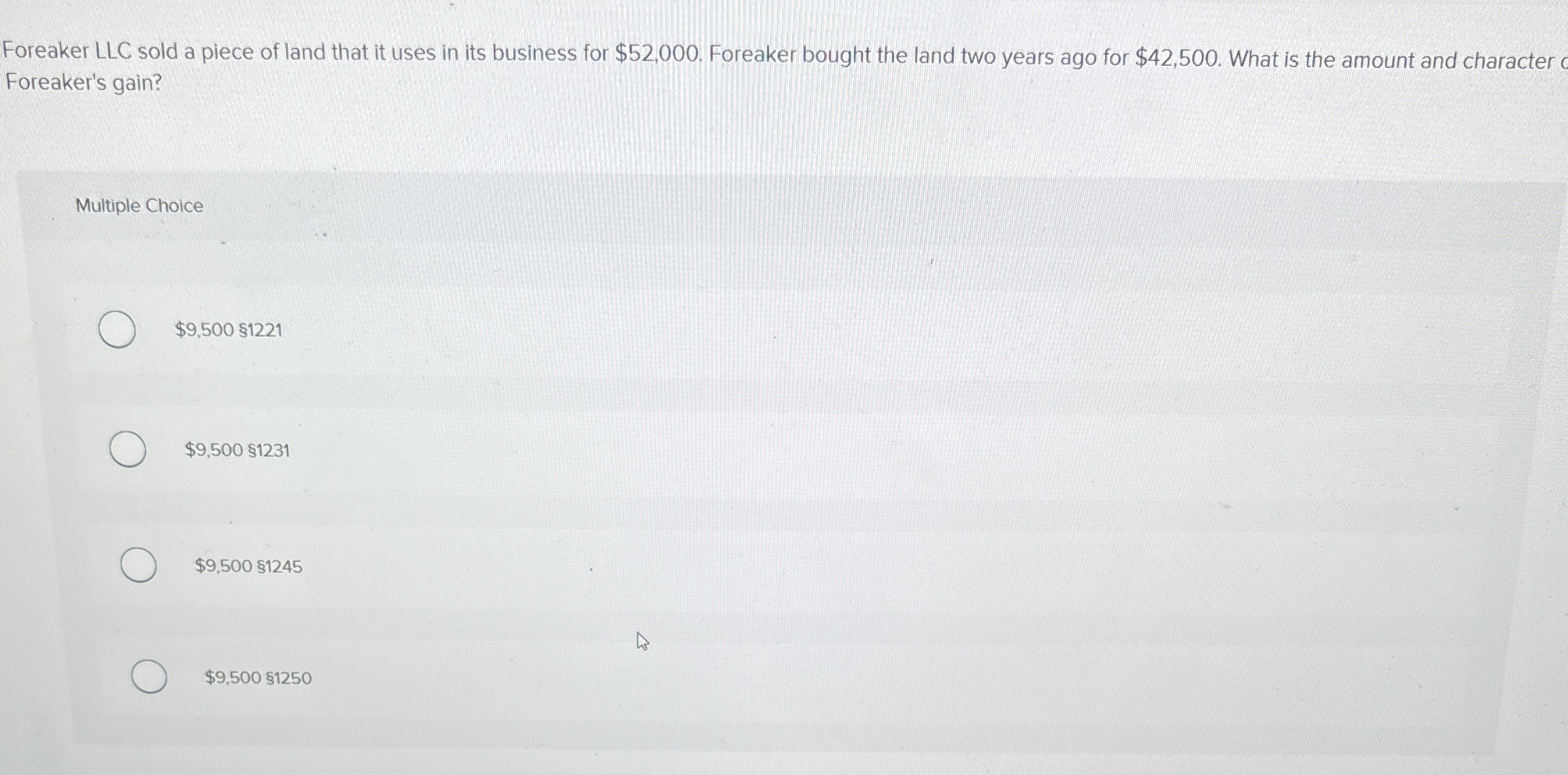 Foreaker LLC sold a piece of land that it uses in