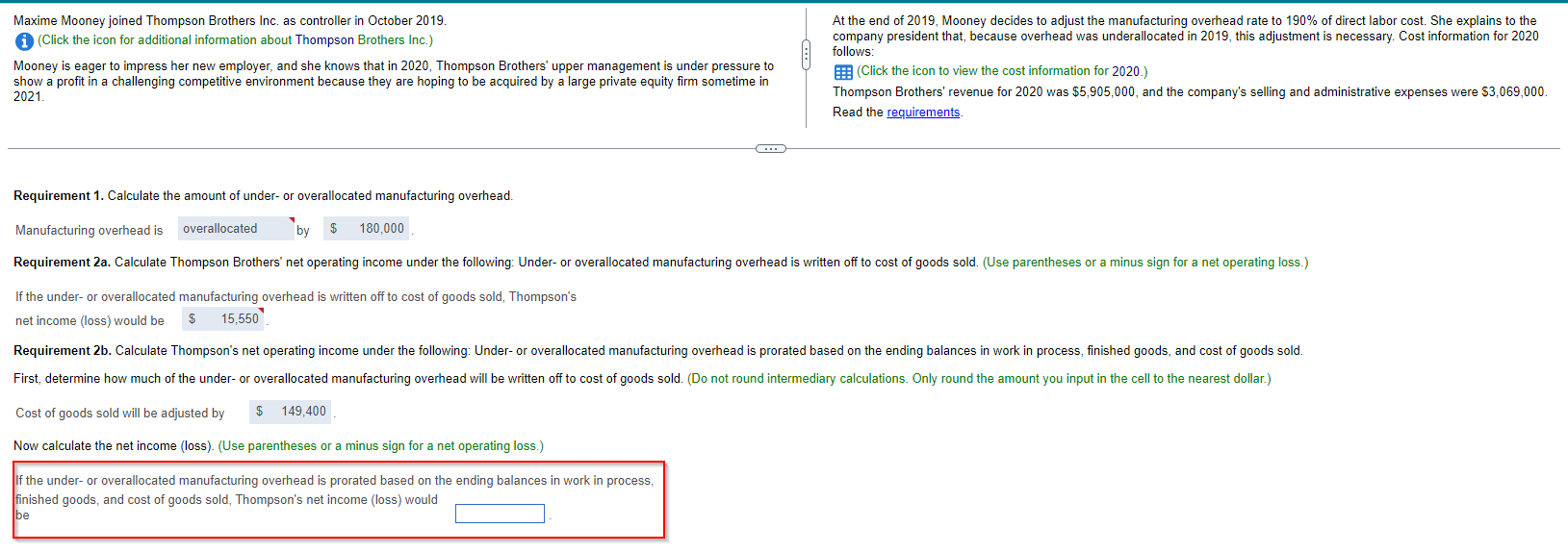 How to solve for Thompson's net income (loss)