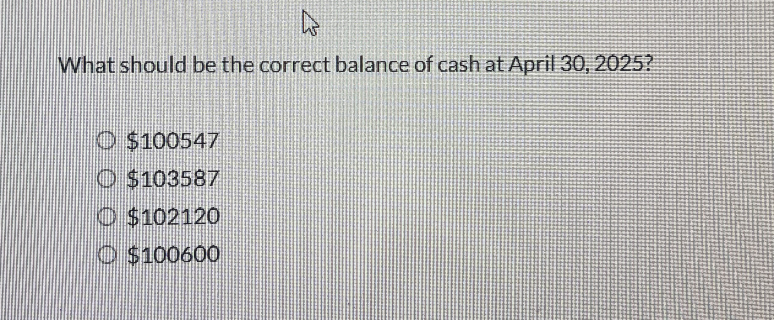 What should be the correct balance of cash at