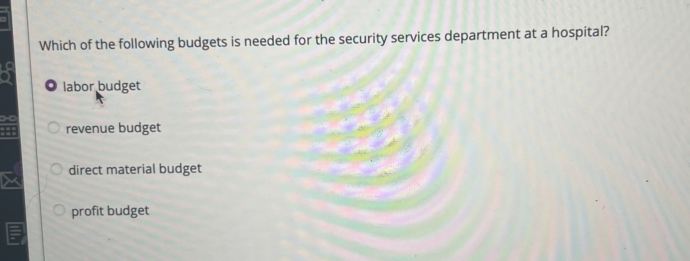 Which of the following budgets is needed for the