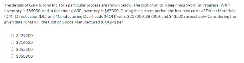 The details of Gary & John Inc. for a particular