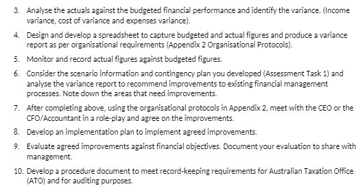 3. Analyse the actuals against the budgeted