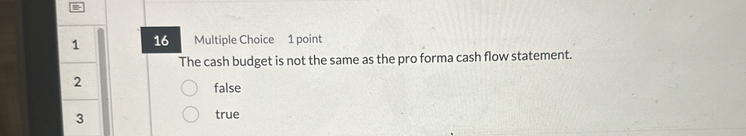1 1 6 Multiple Choice 1 point The cash budget is