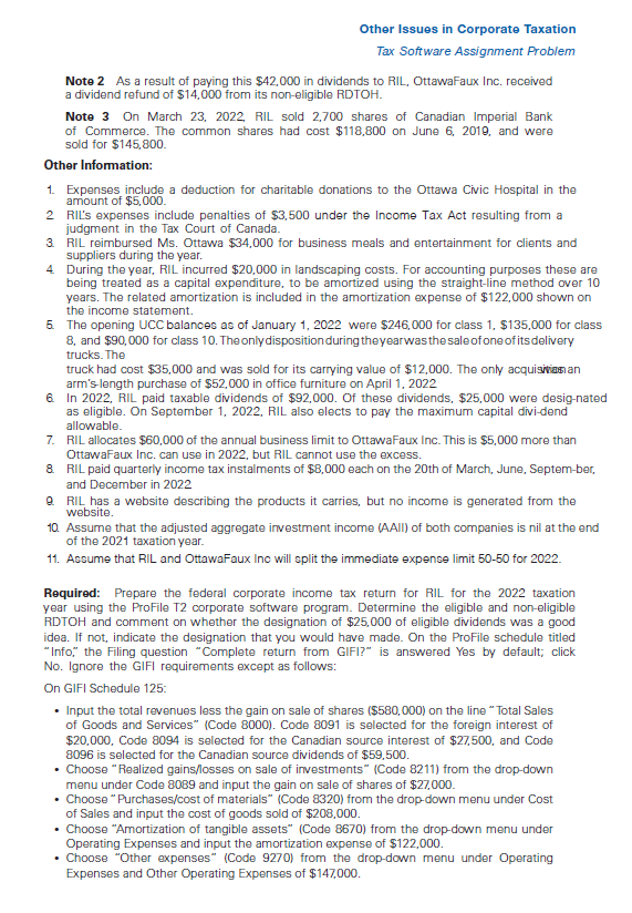 Tax Software Assignment Problem - Chapter 14 Tax