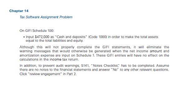 Tax Software Assignment Problem - Chapter 14 Tax