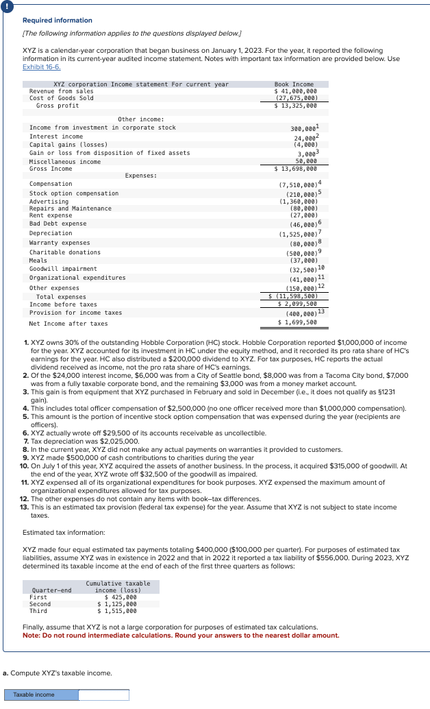 Required information [The following information