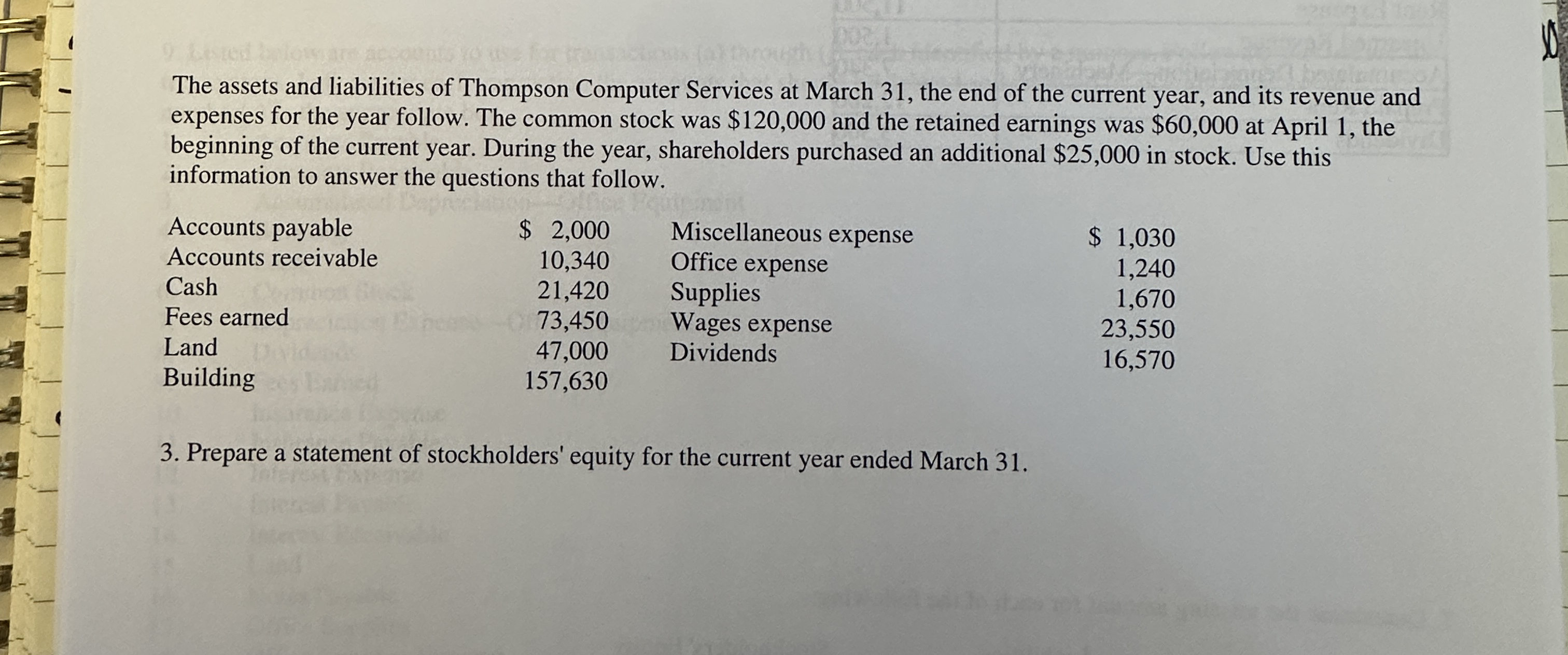 The assets and liabilities of Thompson Computer