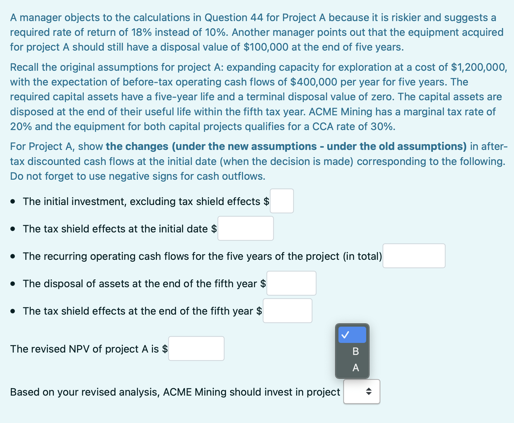 just need the answer of each blank thanks ACME