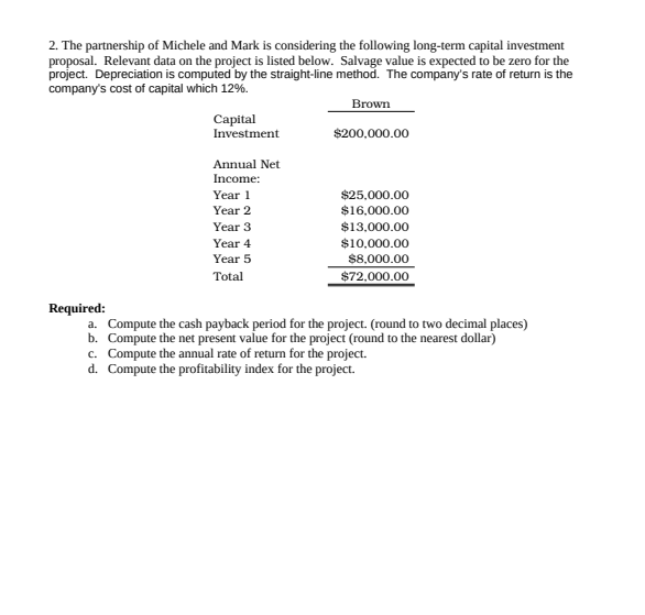 ACG 2071 = Comprehensive Problem I'V When