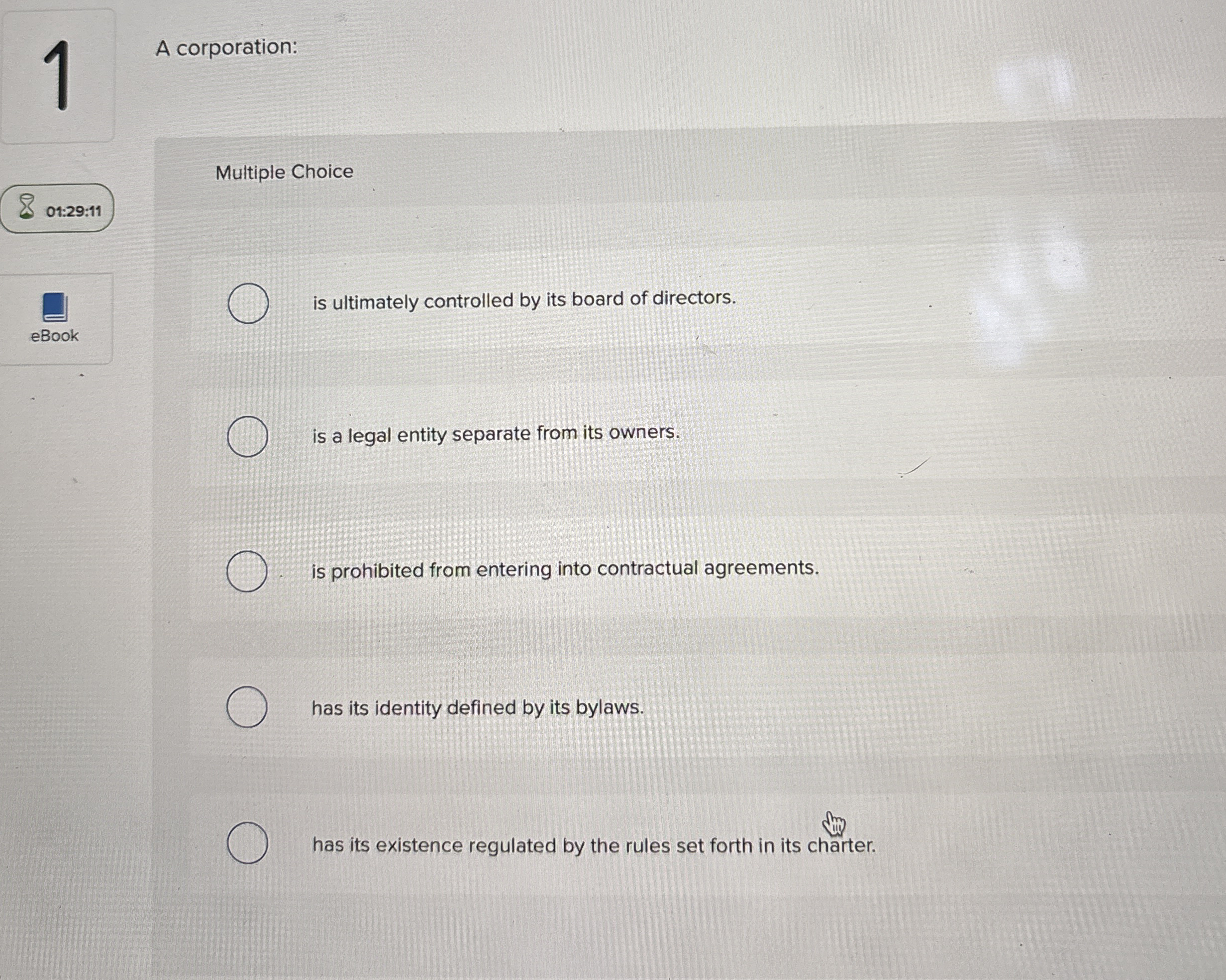 4 A corporation: Multiple Choice 0 1 : 2 9 : 1 1