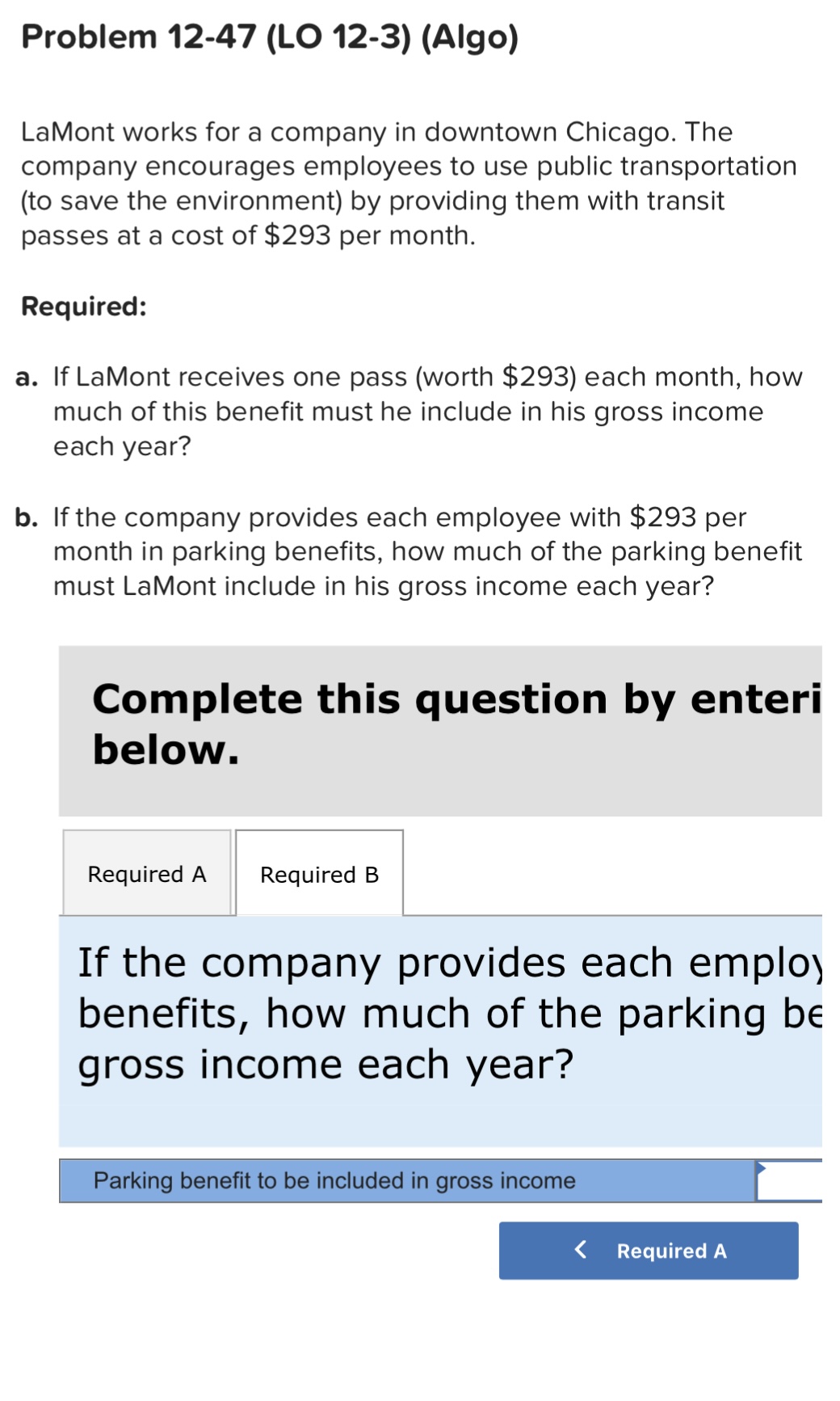 Question 1: Problem 12-47 (L0 12-3) (Algo) LaMont