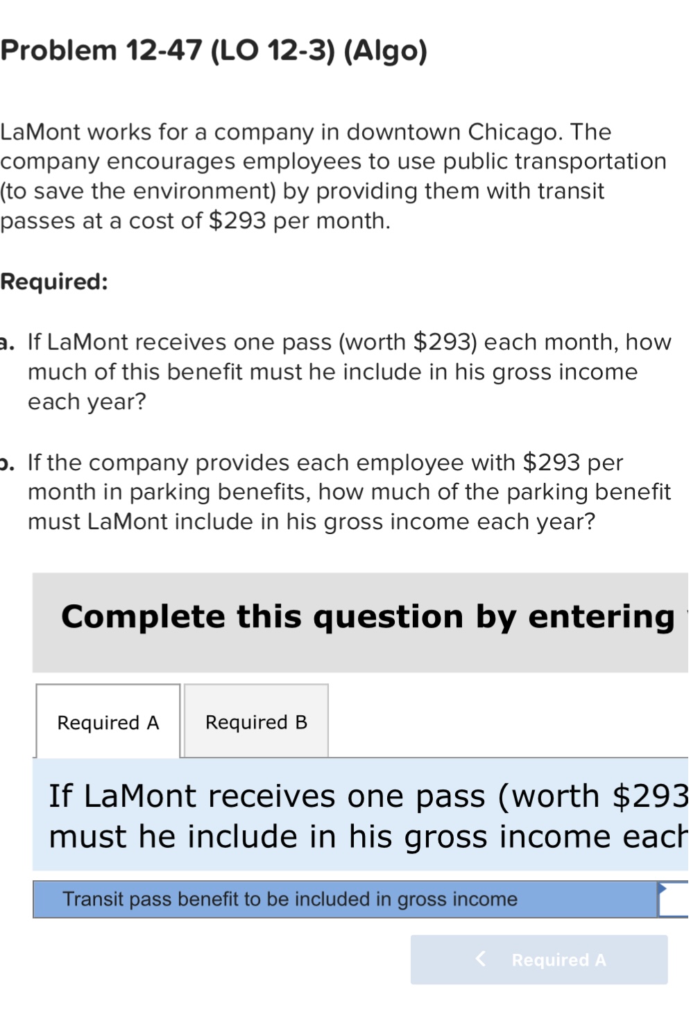 Question 1: Problem 12-47 (L0 12-3) (Algo) LaMont