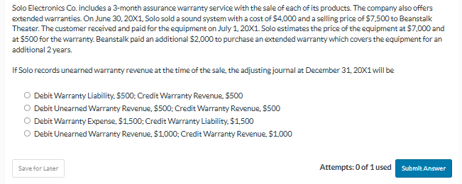 Solo Electronics Co . includes a 3 - month