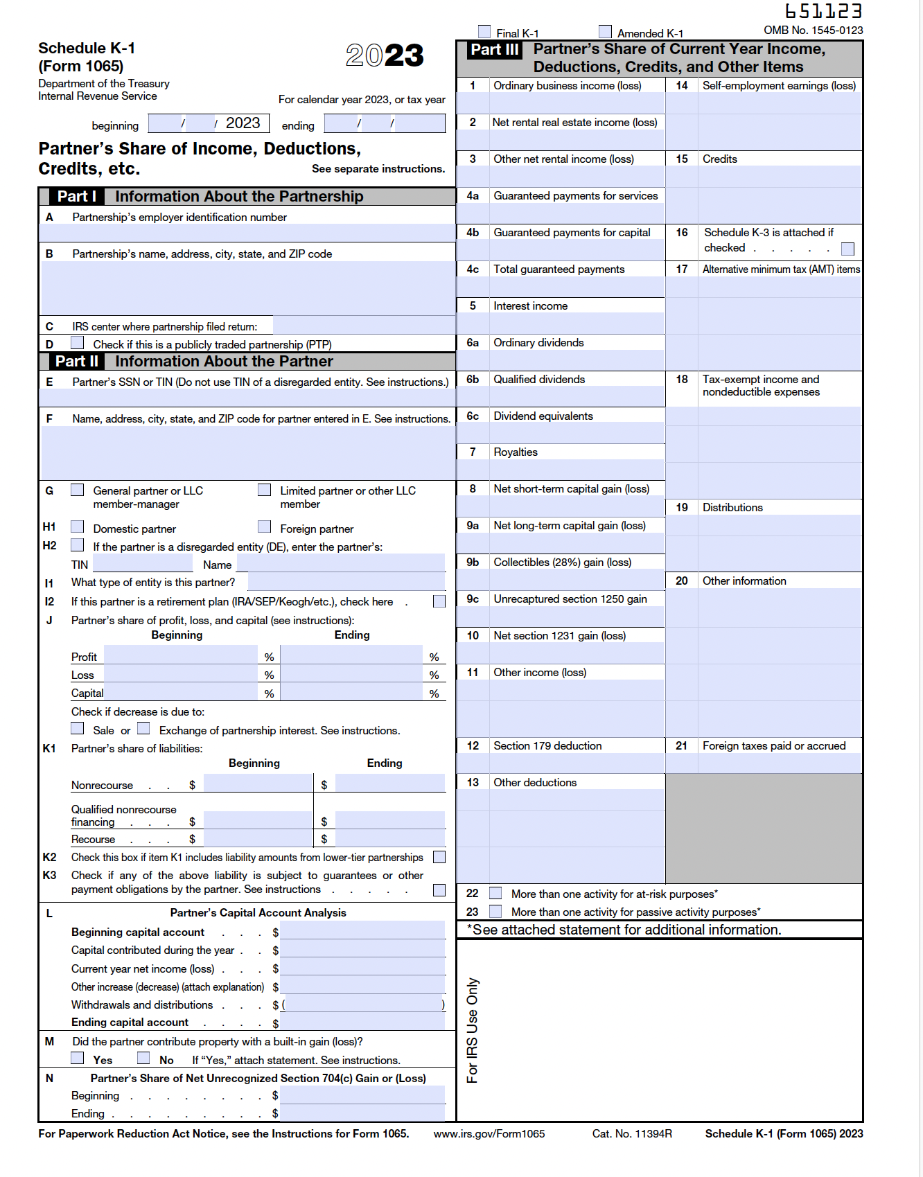 Schedule K-1 (Form 1065) Department of the