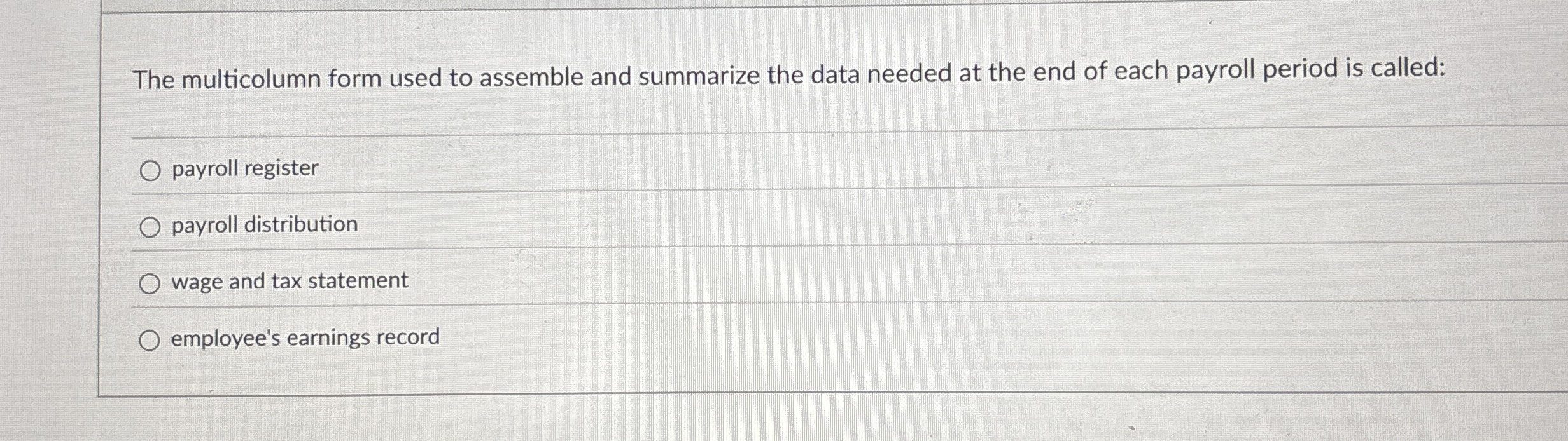 The multicolumn form used to assemble and