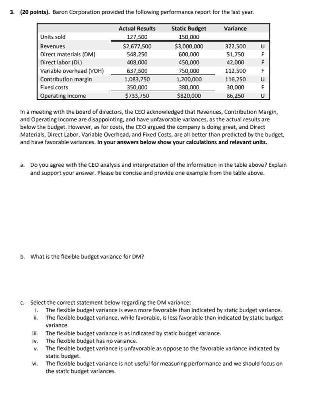 3 . ( 2 0 points ) . Baron Corporation provided