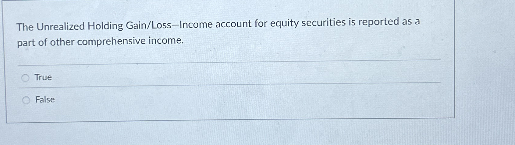 The Unrealized Holding Gain / Loss - Income