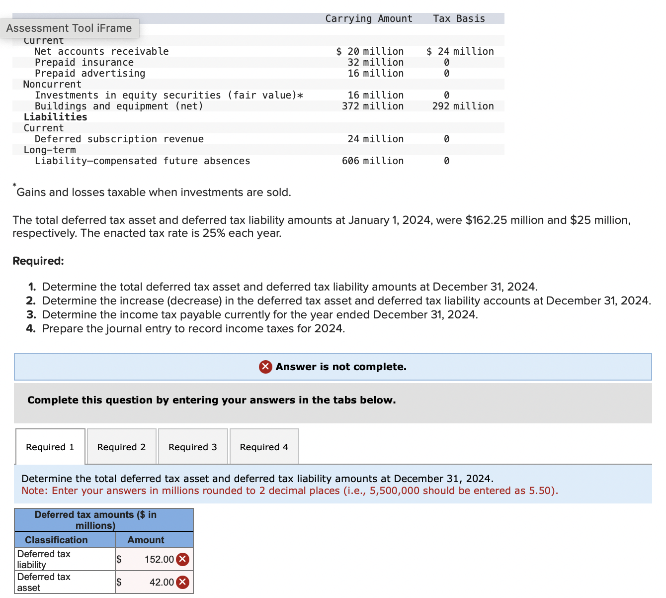 Assessment Tool iFrame current Net accounts
