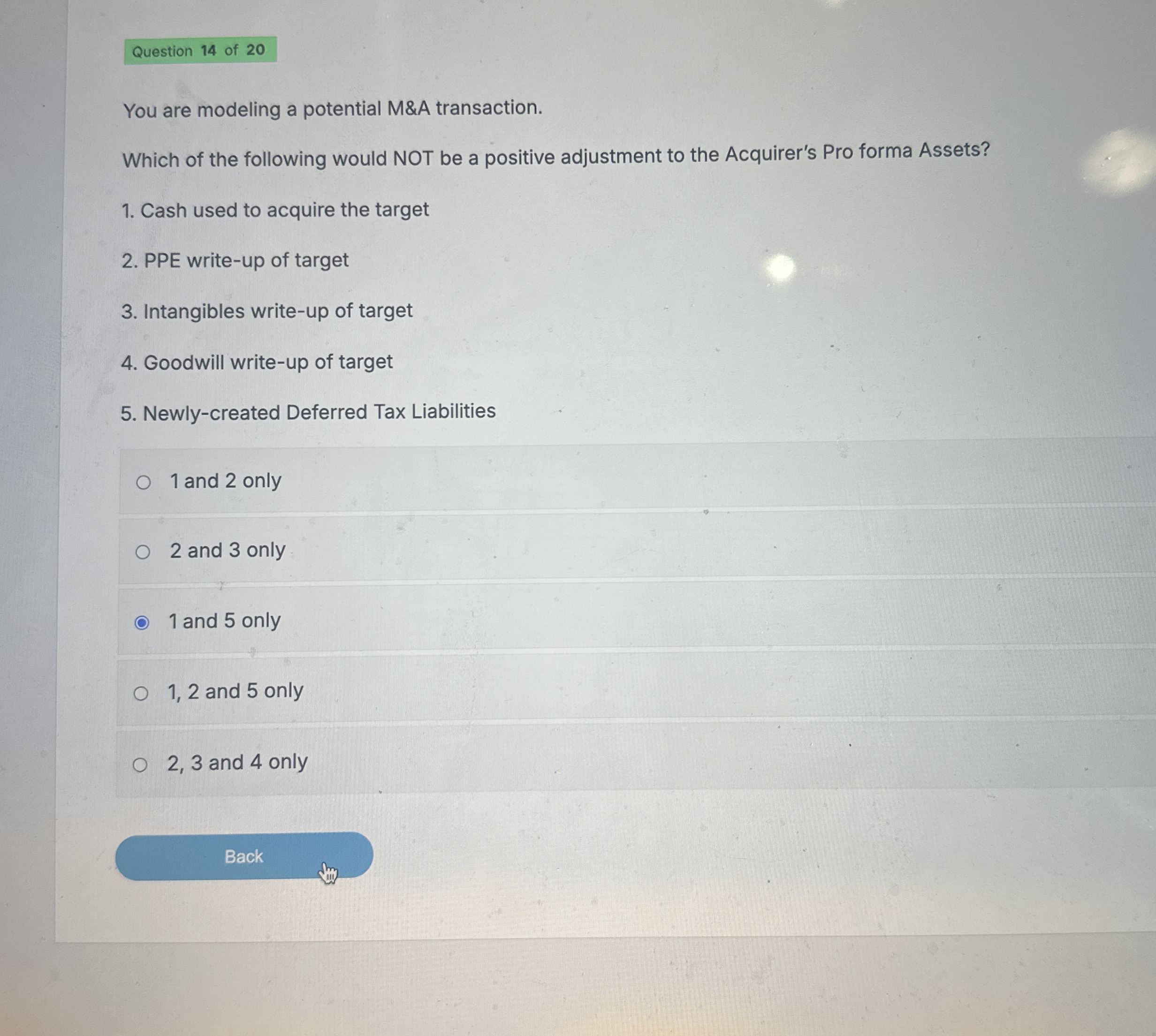 You are modeling a potential M&A transaction.