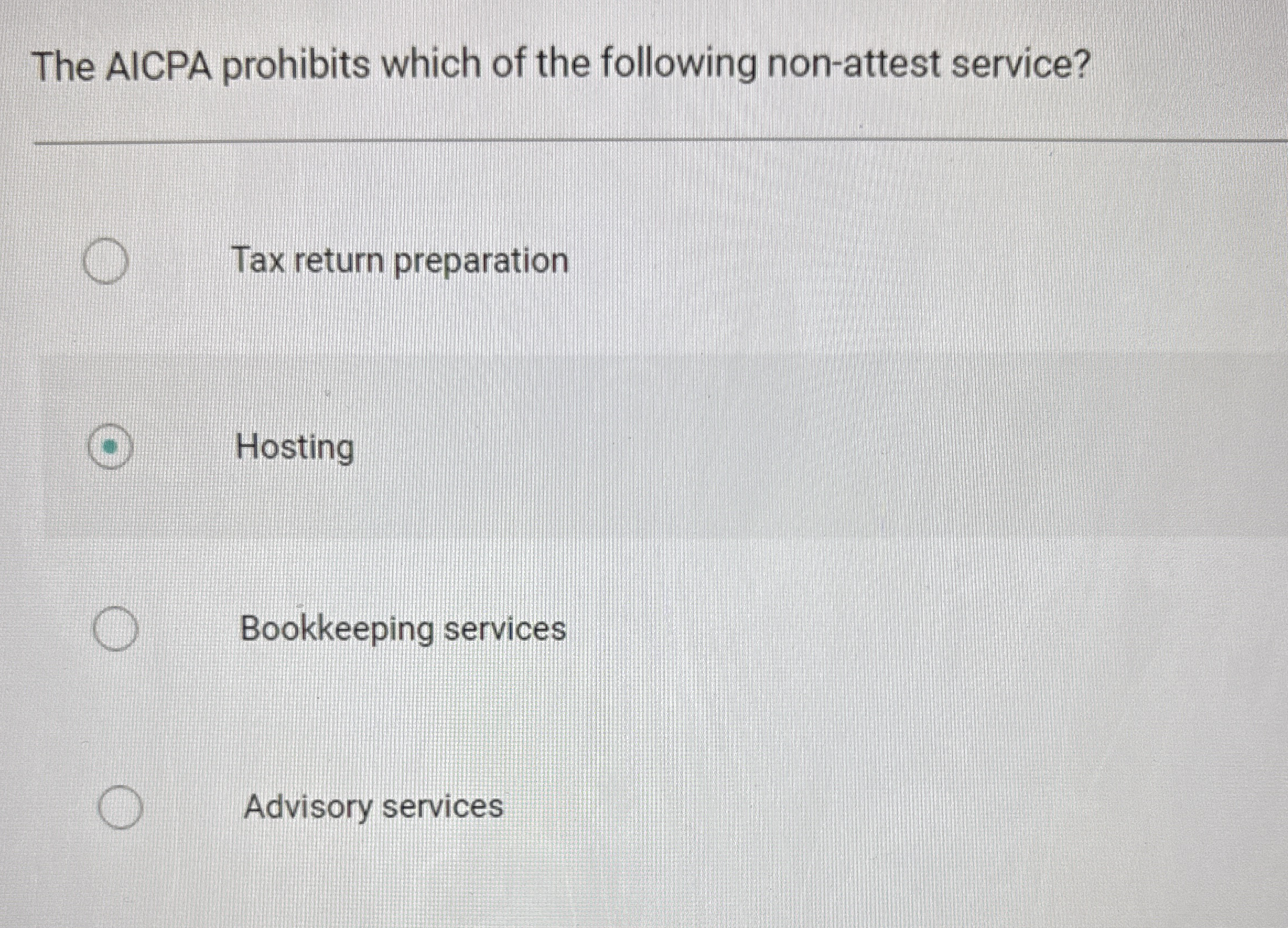 The AICPA prohibits which of the following non -