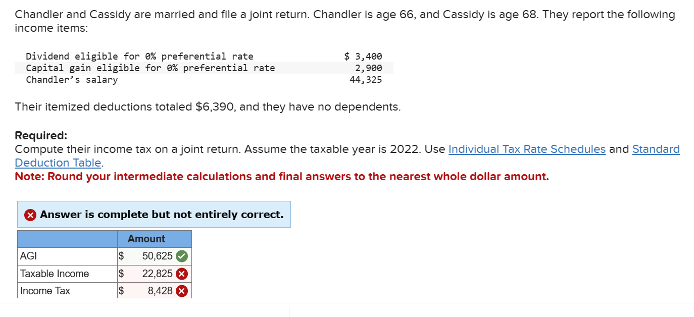 Chandler and Cassidy are married and file ajoint