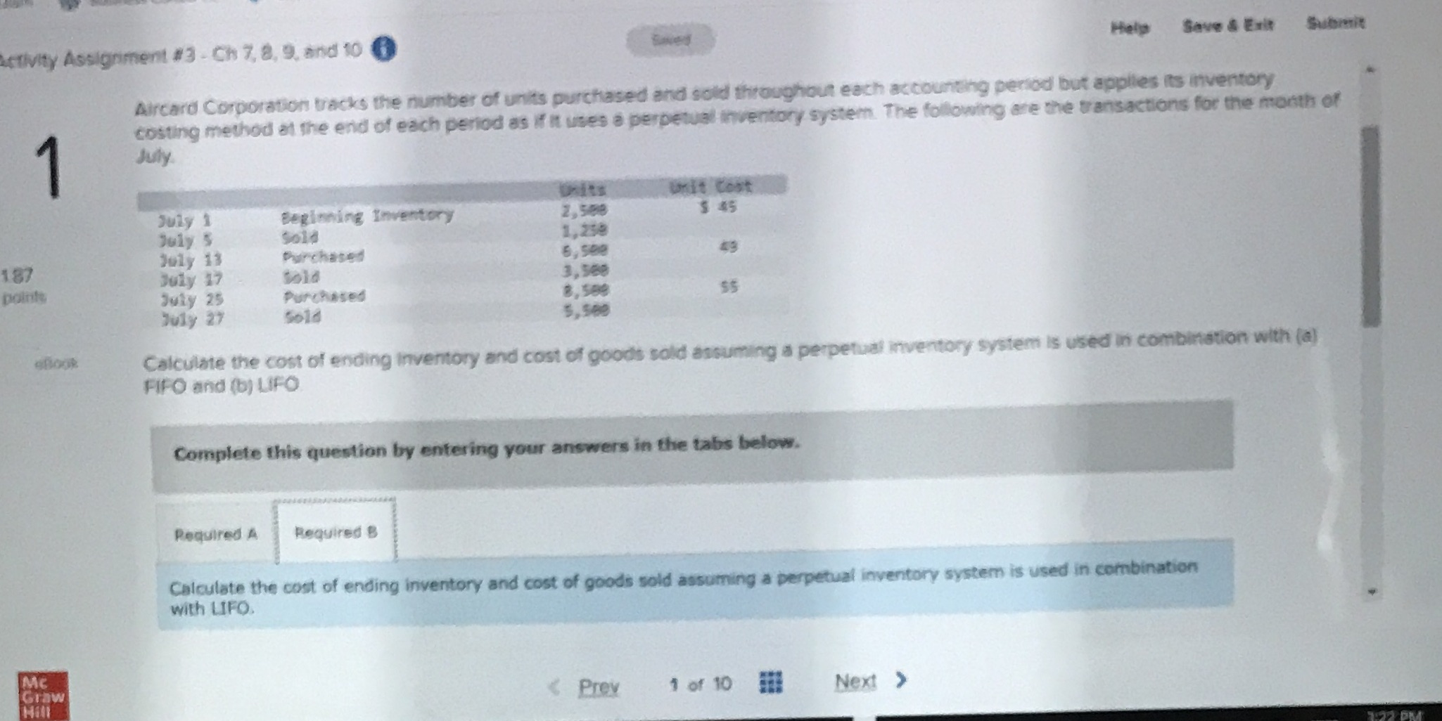 Activity Assigriment #3 - Cis 7, 8, 9, and to