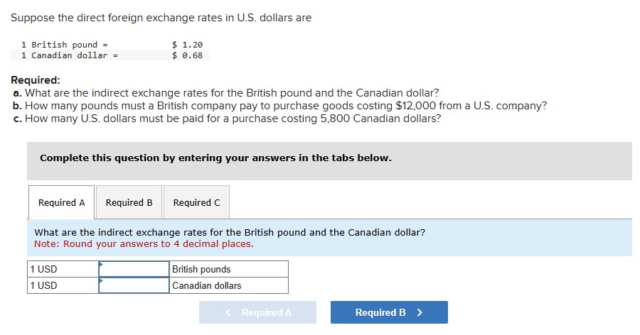 Suppose the direct foreign exchange rates in U .