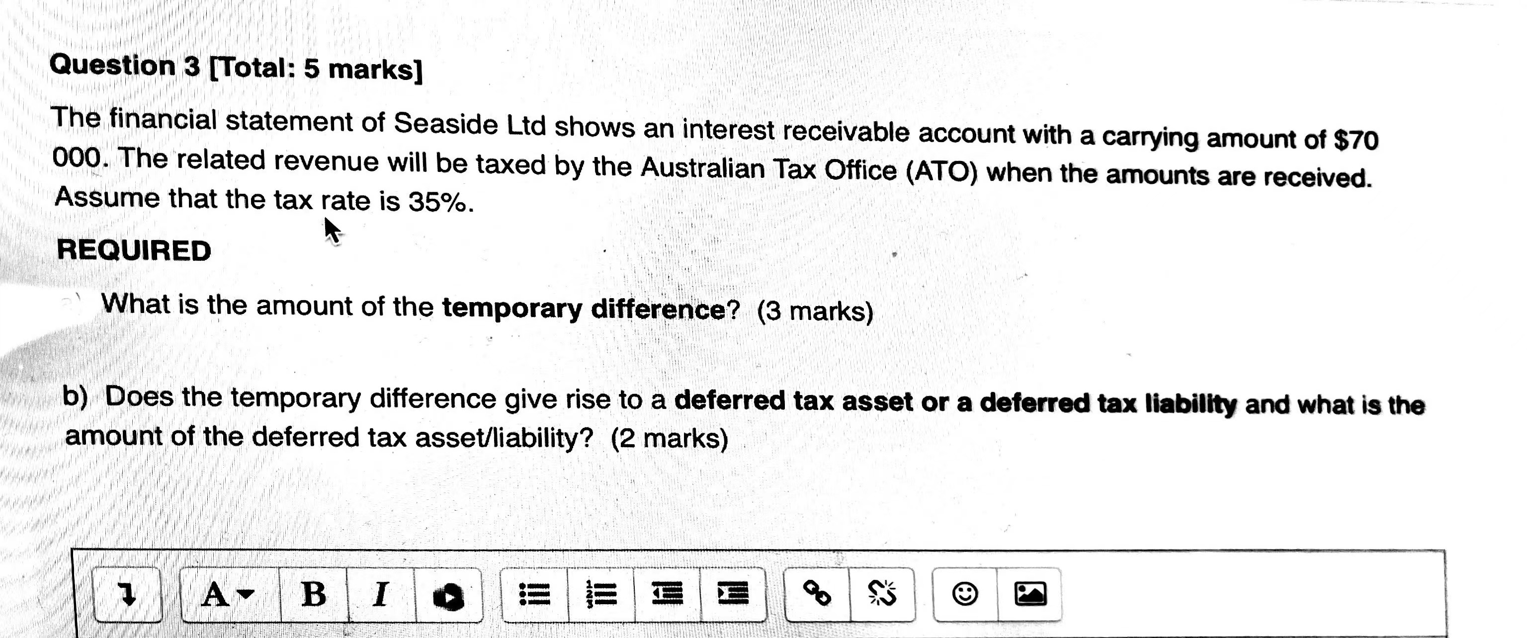 Question 3 [Total: 5 marks] The financial