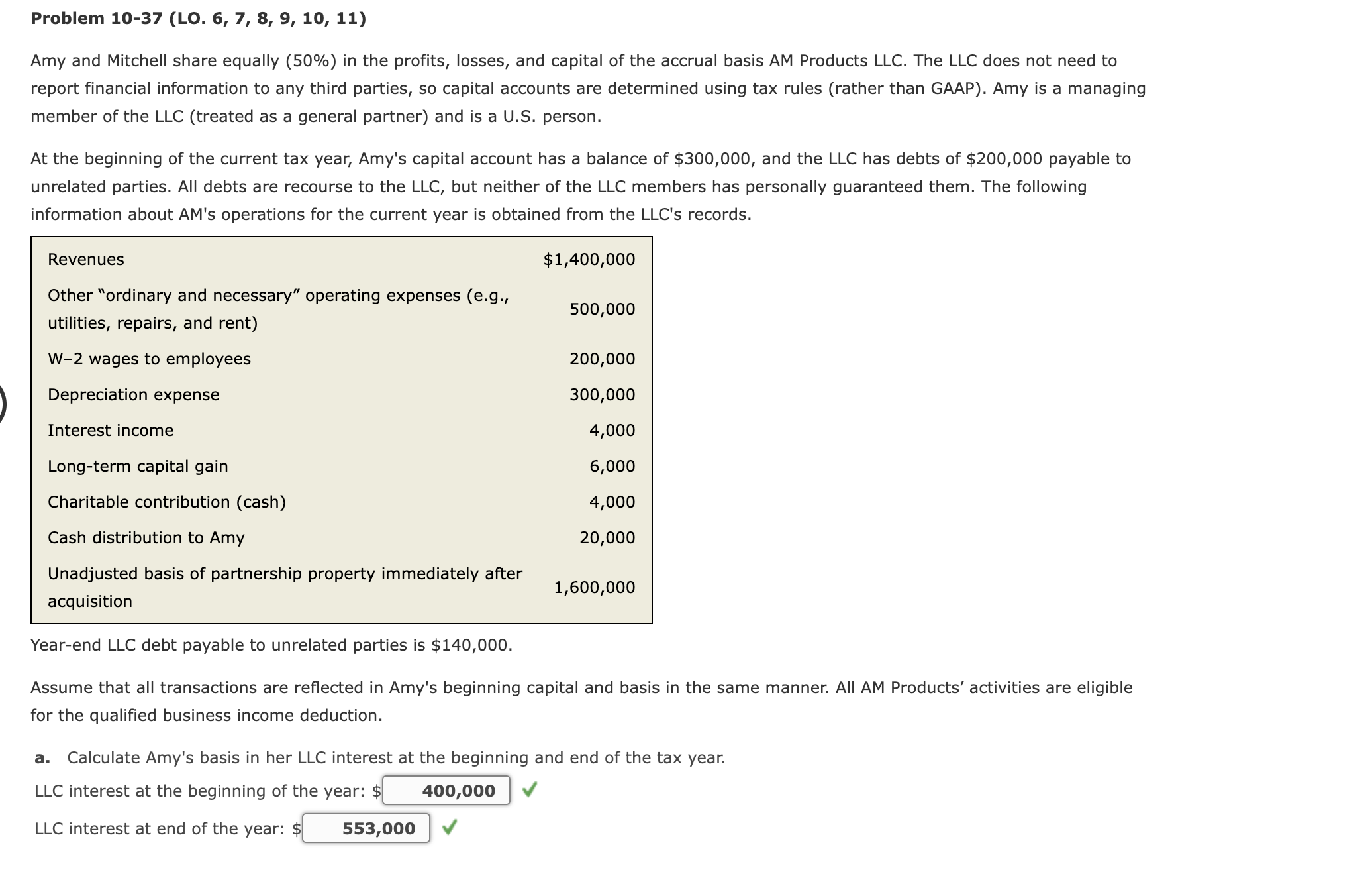 Problem 10-37 (LO. 6, 7, 8, 9, 10, 11) Amy and