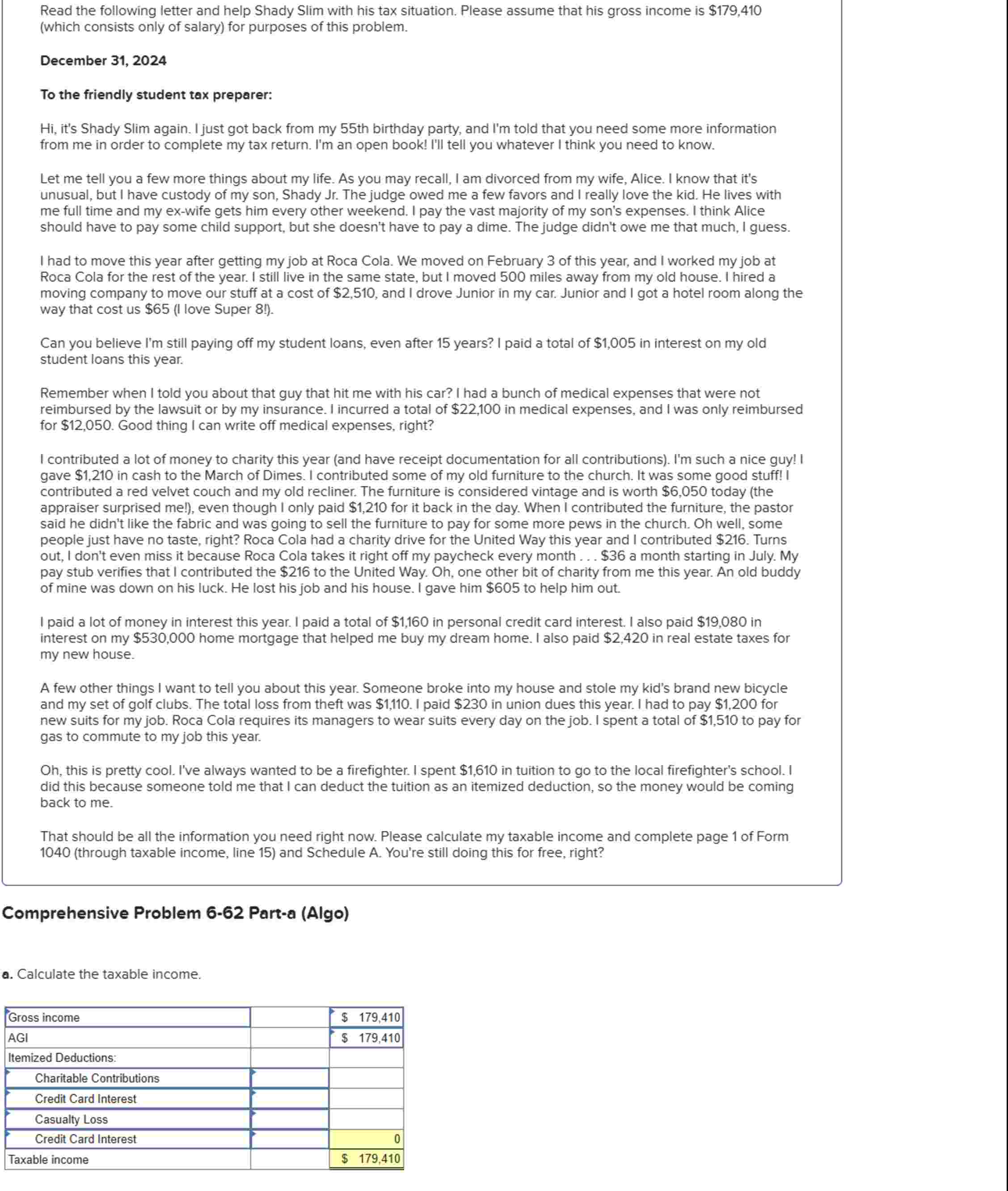 Read the following letter and help Shady Slim