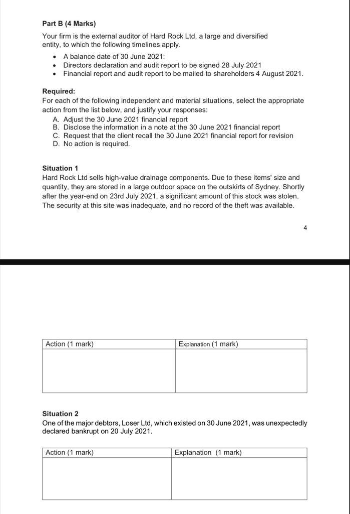 Question 4 [8 Marks] (a) Joe & Donald (J&D) Pty