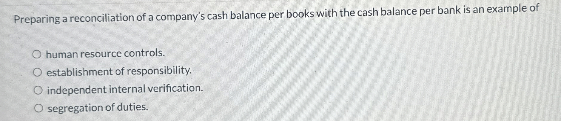 Preparing a reconciliation of a company's cash